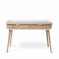 Ash wood writing desk with metal frame and two drawers 100 x 50 x 75cm
