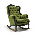 Traditional rocking chair with upholstered fabric and wooden frame in beige color