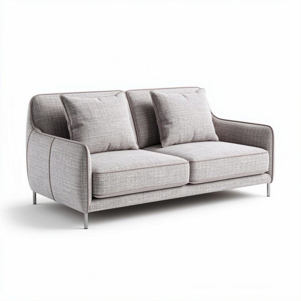 Modern two-seater fabric sofa in light gray with removable cushions 180 x 90 x 80cm