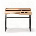 Wooden writing desk with metal legs and storage compartments 120 x 60 x 75cm