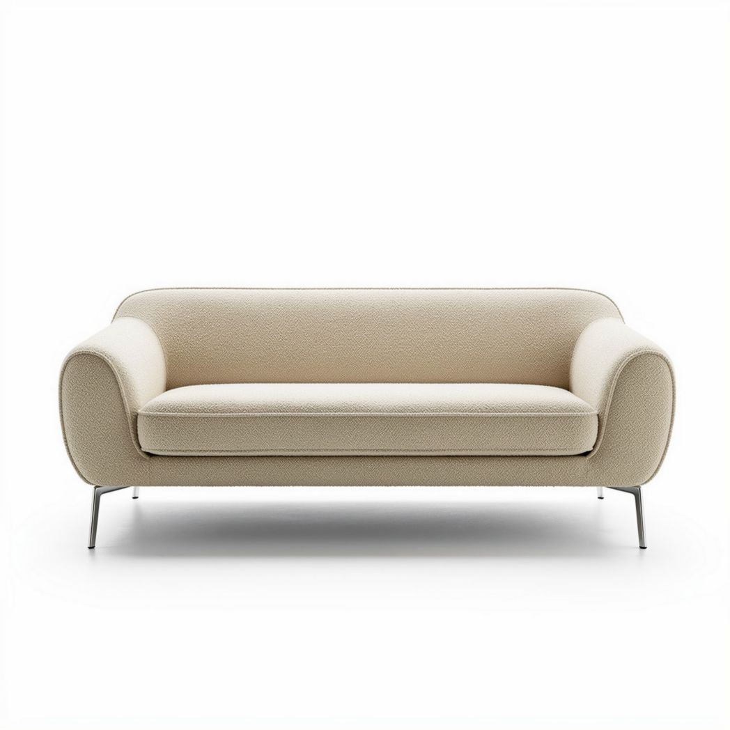 Fabric sofa in beige color with metal legs 150 x 80 x 70cm