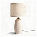Leaf patterned table lamp with cream shade and ceramic base 30 x 30 x 50cm