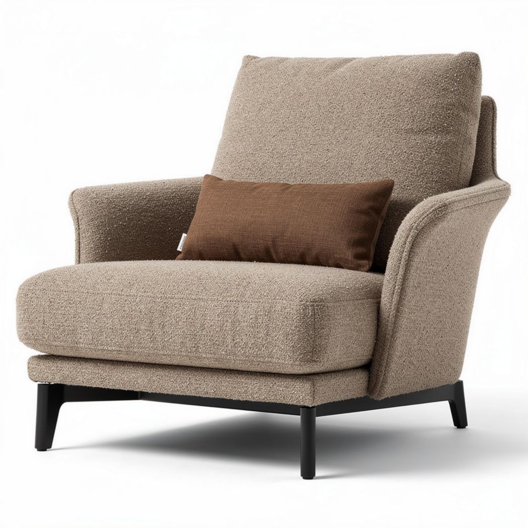 Sofa chair in beige fabric with removable cushion and black metal legs 80 x 90 x 85cm