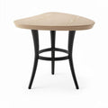 Wooden triangular side table with metal base 70 x 70 x 75cm