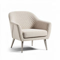 Quilted fabric accent chair with metal legs in beige color 80 x 80 x 90cm